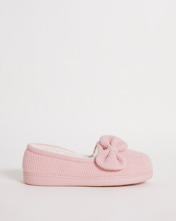 Suki Soft Warm Lined Bow Slippers - Extra Wide Fit (EEE)