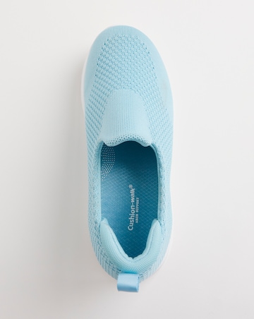 Cushion Walk Denim Arch Support Slip On Trainers -Wide Fit (E)