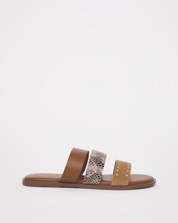3 Strap Leather Mule - Wide Fit (E)