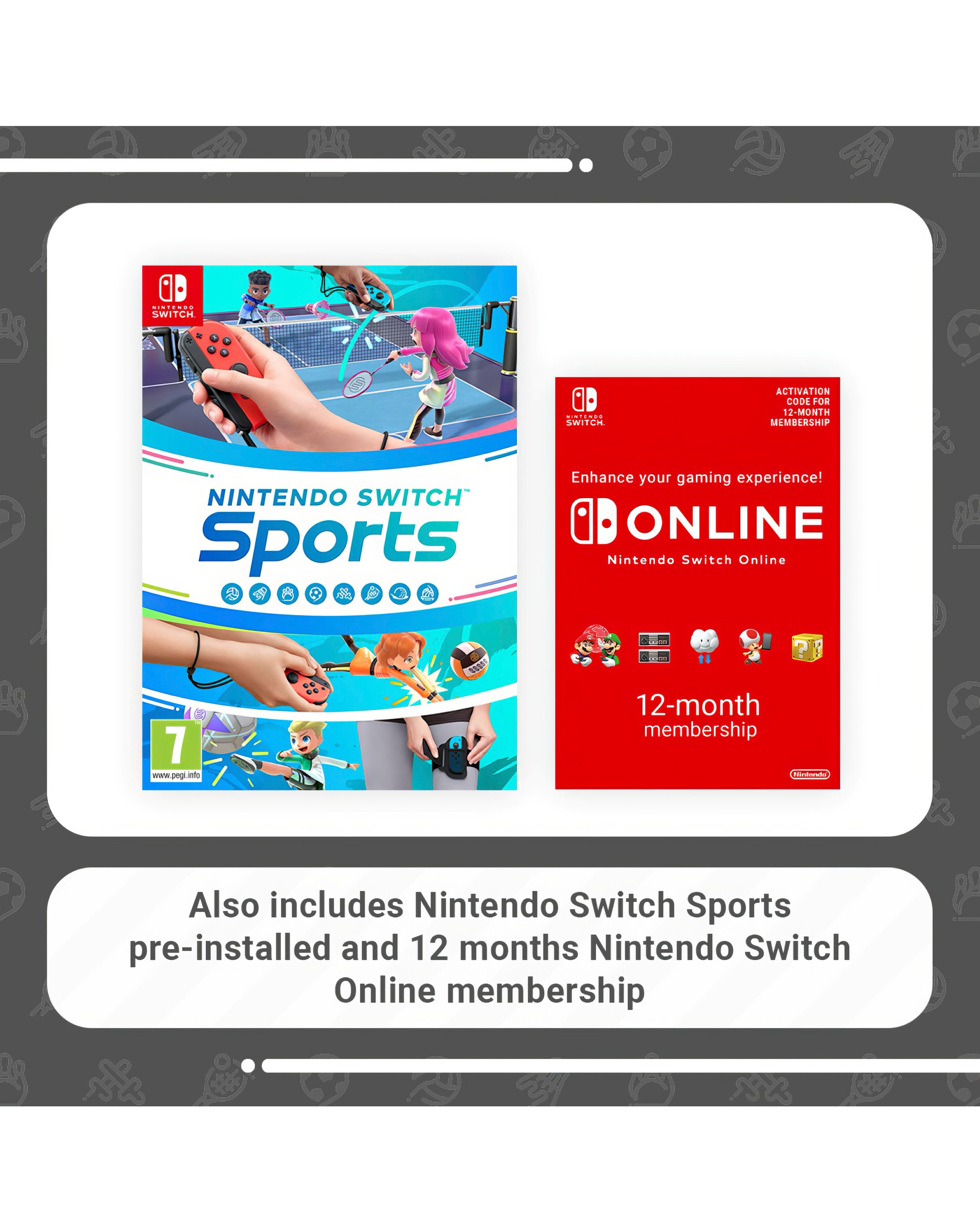 Nintendo Switch Neon with Switch Sports & 12 Months Switch Online