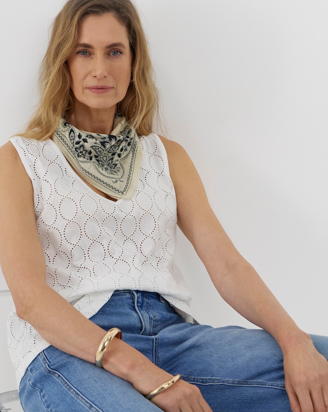 White Broderie Vest