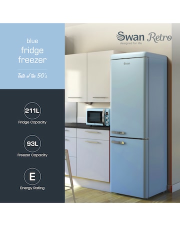 Swan SR11020BLNE Retro 60/40 Fridge Freezer - Blue