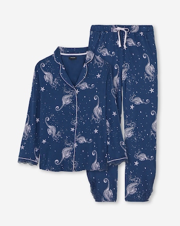 Viscose and Lace Button Through Pyjama Set