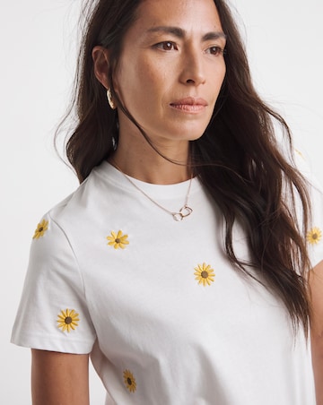 Pure Cotton Floral Embriodered T-Shirt