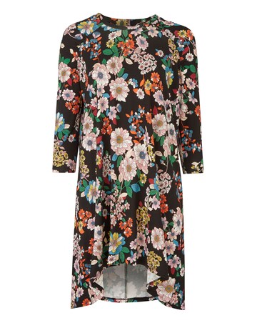 Pink Floral Ruched Shoulder Tunic