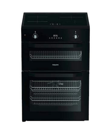 Hotpoint HDE6IDC2B1 60cm Electric Double Cooker with Induction Hob - Black