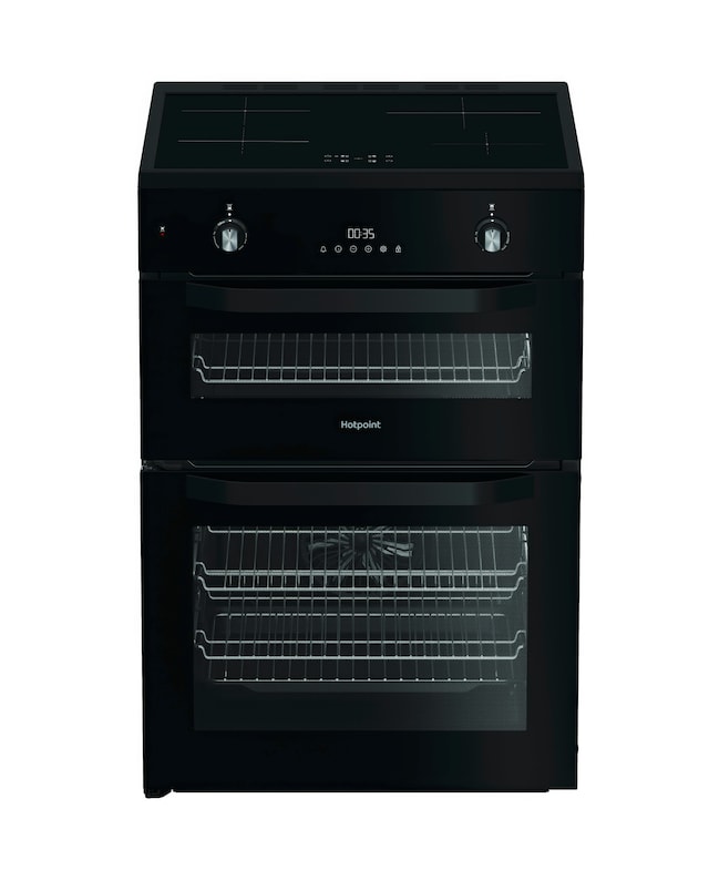 Hotpoint HDE6IDC2B1 60cm Electric Double Cooker with Induction Hob - Black