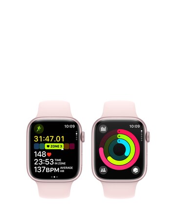 Apple Watch Series 9 GPS 45mm Pink Aluminium Case, Light Pink Sport Band - S/M