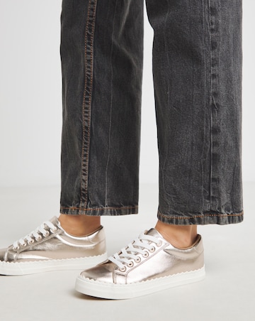 Janey Scalloped Edge Lace Up Trainer - Extra Wide Fit (EEE)