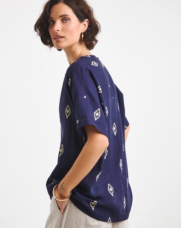 Printed Linen Mix Tunic Top