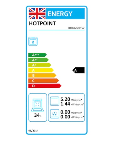 Hotpoint HDG6GDCW 60cm Gas Double Cooker with Glass Lid - White + Installation