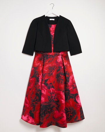Joanna Hope Red Print Prom Dress & Shrug