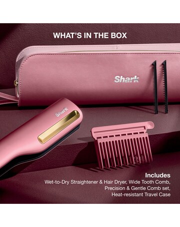 Shark SilkiPro Straight Hair Straightener + Dryer in One Tool HT401UKPK Pink