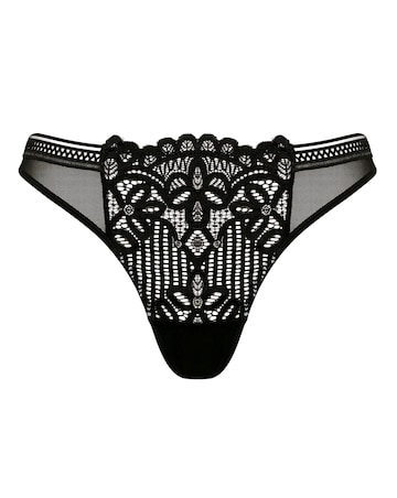 Figleaves Harper Geometric Lace Thong - Black