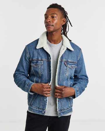 Levi's Sherpa Denim Trucker Jacket - Medium Blue
