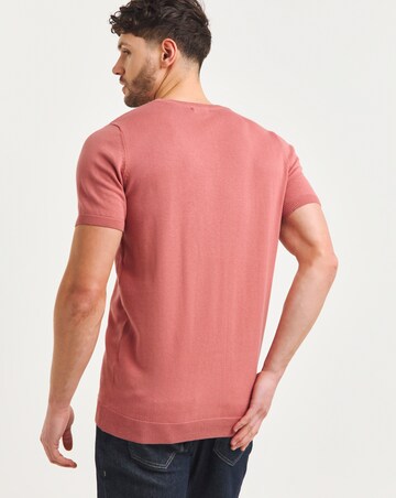 Pink Knitted Short Sleeve T Shirt