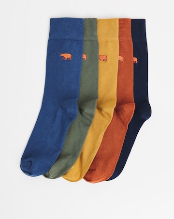 5 Pack Bear Embroidered Socks