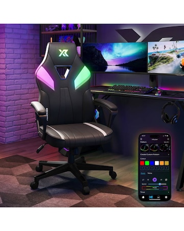 X Rocker Tempest Ergonomic PC Gaming Chair with LED Lights - RGB Black