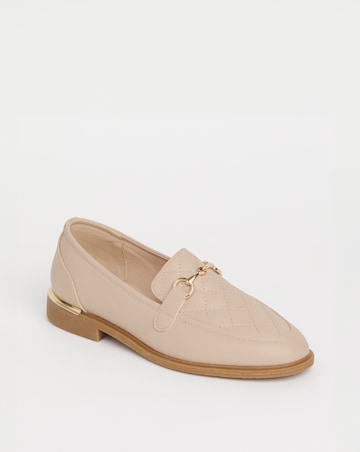 Cushion Walk Beige Quilted Loafers- Wide Fit (E)