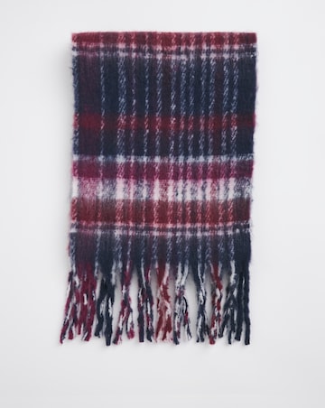 Burgundy Check Fluffy Blanket Scarf