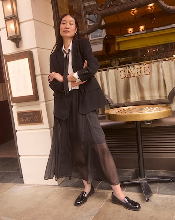 Black Godet Sheer Hem Maxi Skirt