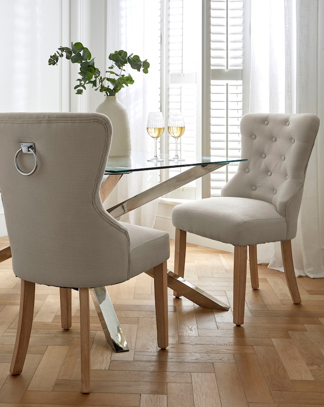 Mabel Button Back Fabric Pair of Dining Chairs