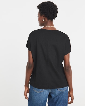 Black Crew Neck Textured Top