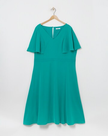Joanna Hope Green Angel Sleeve Midi Dress
