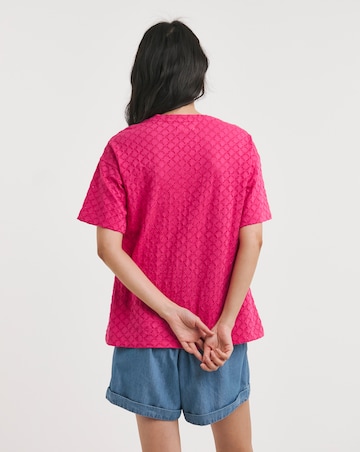 Julipa Pure Cotton Broderie V-Neck T-Shirt