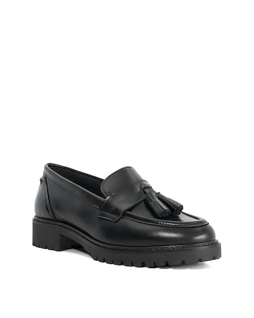 Dune Gracelyn Smooth Leather Tassel Loafers Wide Fit