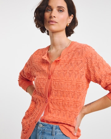 Coral Pointelle Cardigan