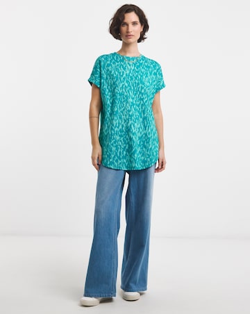 Longline Curved Hem Short Sleeve Top