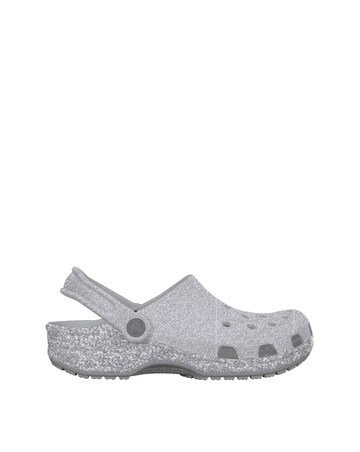 Crocs Silver Classic Glitter Clogs -Standard Fit (D)