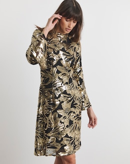 Joanna Hope Gold Sequin Shift Dress