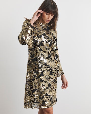 Joanna Hope Gold Sequin Shift Dress