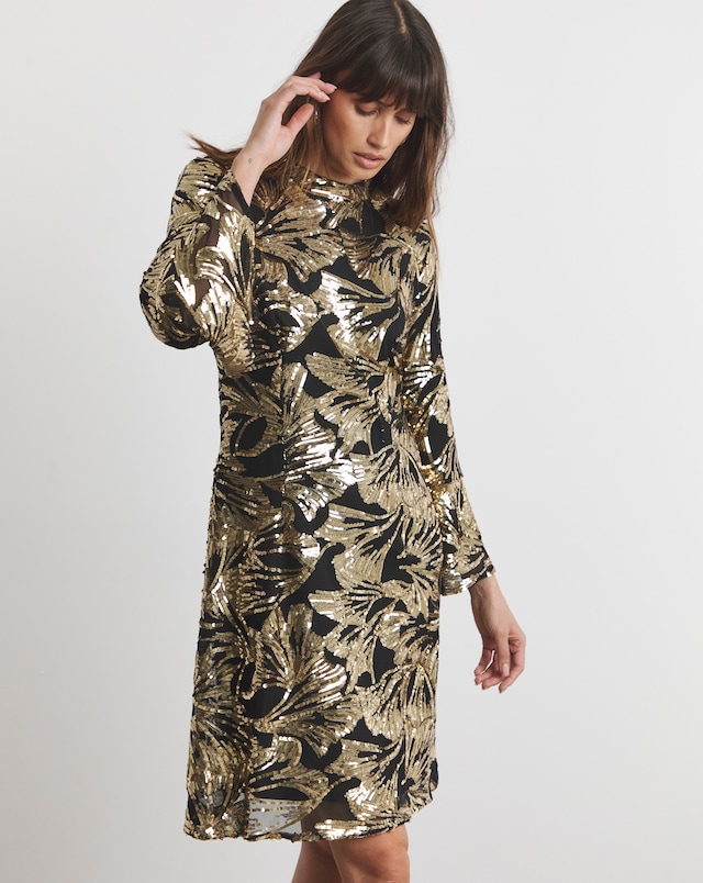 Joanna Hope Gold Sequin Shift Dress