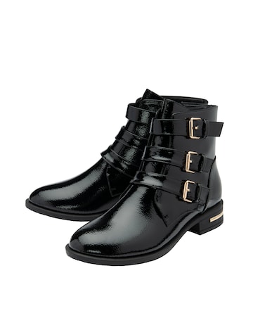 Lotus Valencia Patent Buckle Ankle Boot Standard Fit