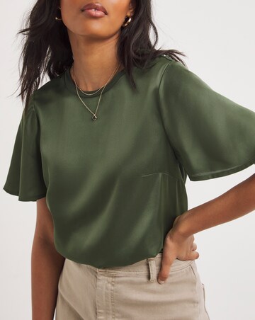 Khaki Jersey Back Short Sleeved Top
