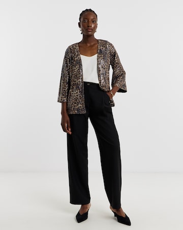 Leopard Sequin Short Kimono