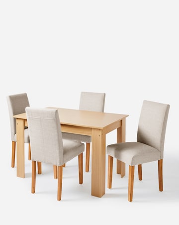 Dakota Small Dining Table with 4 Ava Fabric Chairs