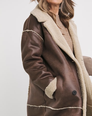 Tan Maxi Shearling Jacket