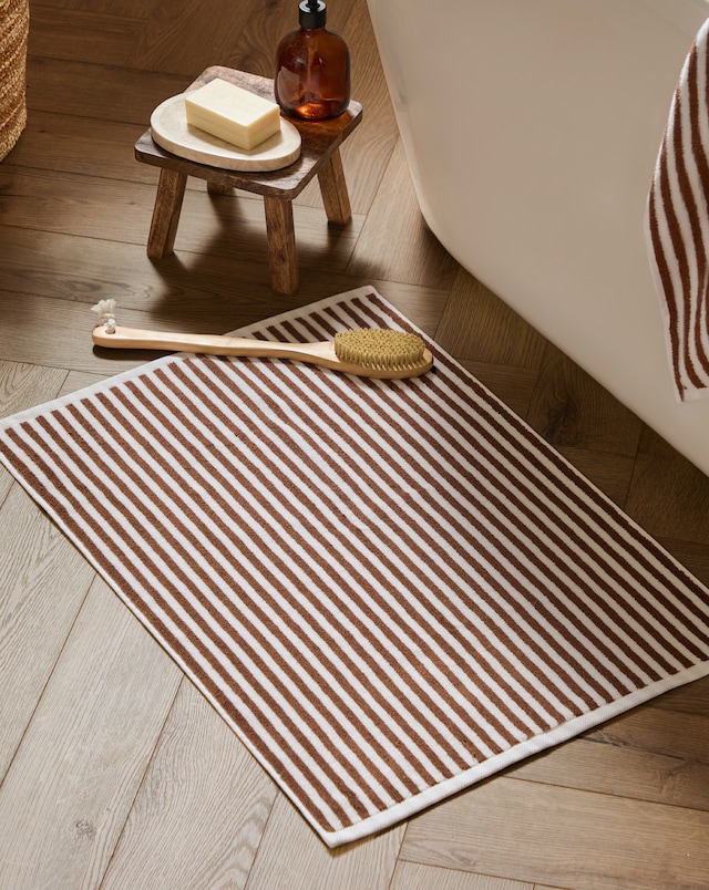 Yard Hebden Stripe Cotton Bathmat - Pecan