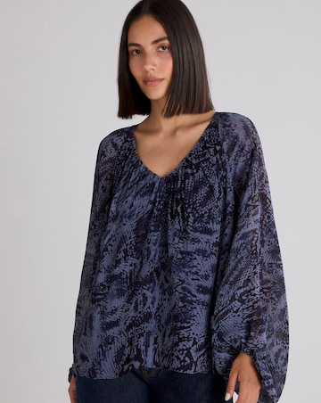 Ro&Zo Snake Print Blouson Sleeve Blouse