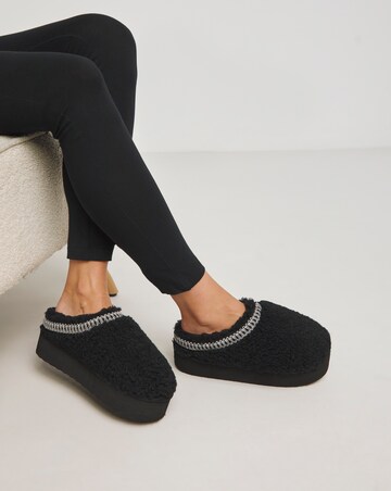 Elvira Borg Stitch Detail Flatform Slippers Wide E Fit