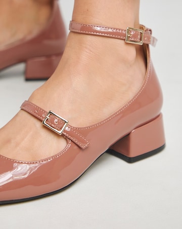 Reno Mary Jane Ankle Strap Block Heel Shoes - Wide Fit (E)