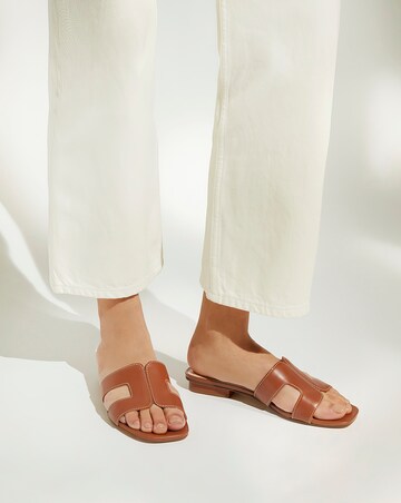 Dune Loupe Leather Slider Sandal Wide Fit