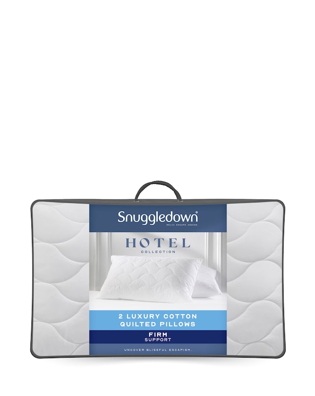 Snuggledown Luxury Cotton Quilted Firm Support Pillows - 2 Pack