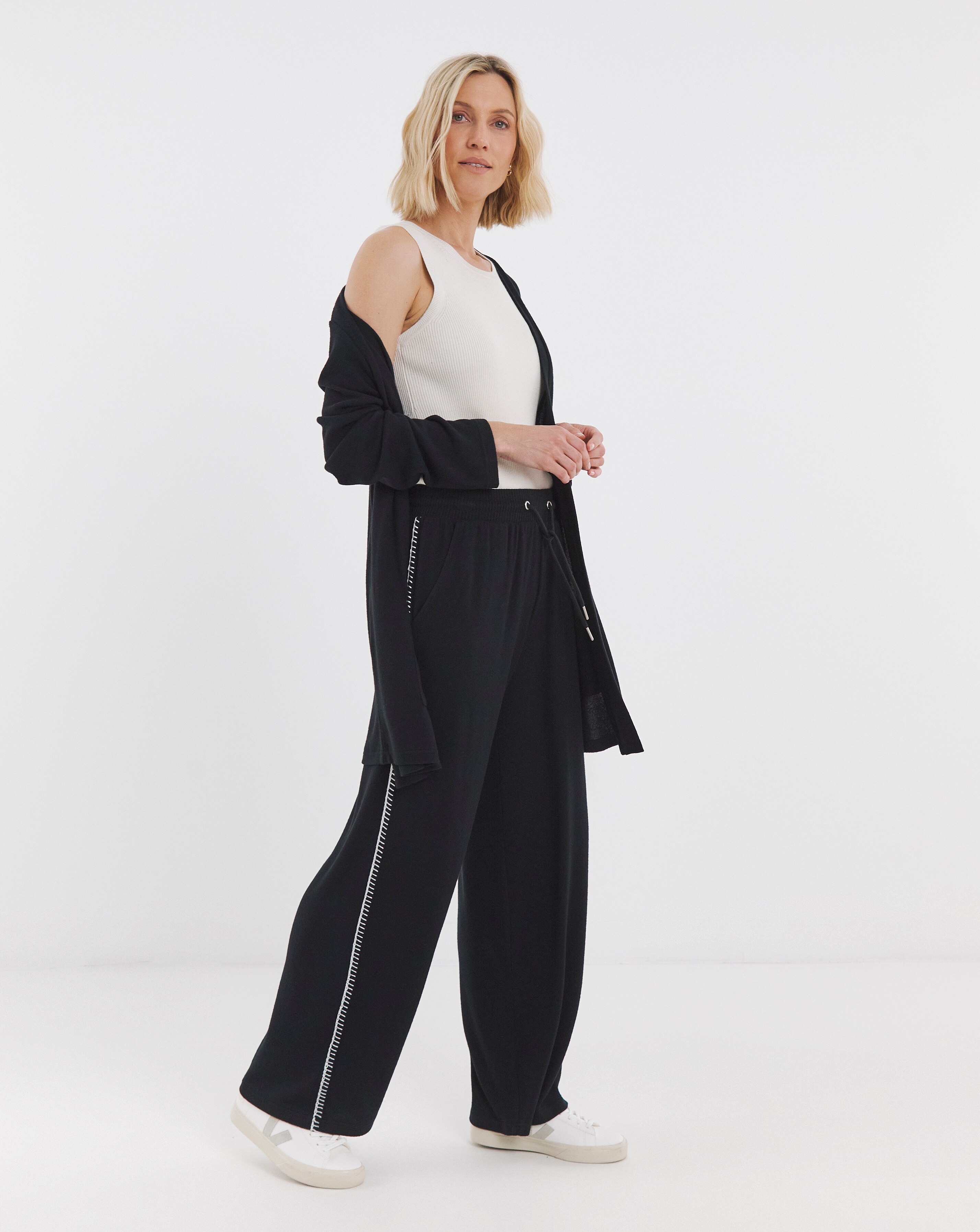 Soft Touch Stitch Detail Wide Leg Jogger
