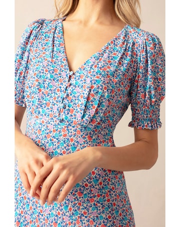 Ro&Zo Ditsy Print Shirred Cuff Midi Dress