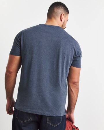 Short Sleeve Grandad T-Shirt Long Length- Denim Marl